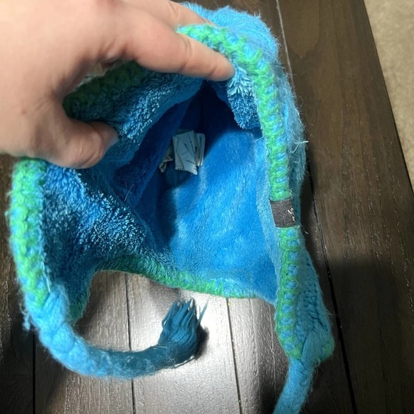 The North Face Blue Kids Sock Hat Beanie with Pom Pom Ball - Picture 3 of 3